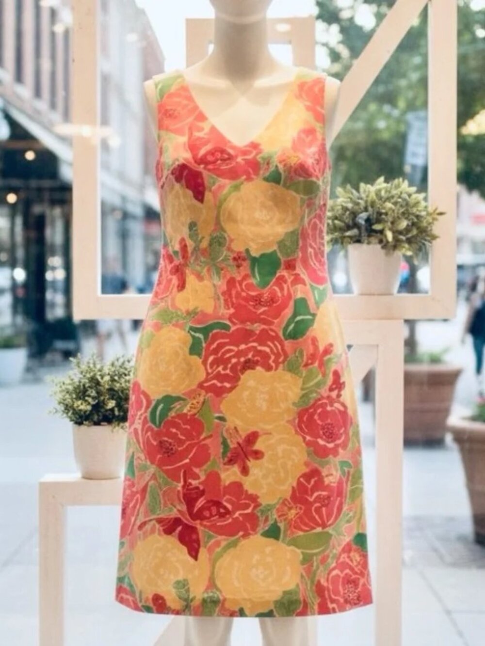 Vintage Lilly Pulitzer Dress Women's 4 Pink Floral Butterfly Sleeveless Silk